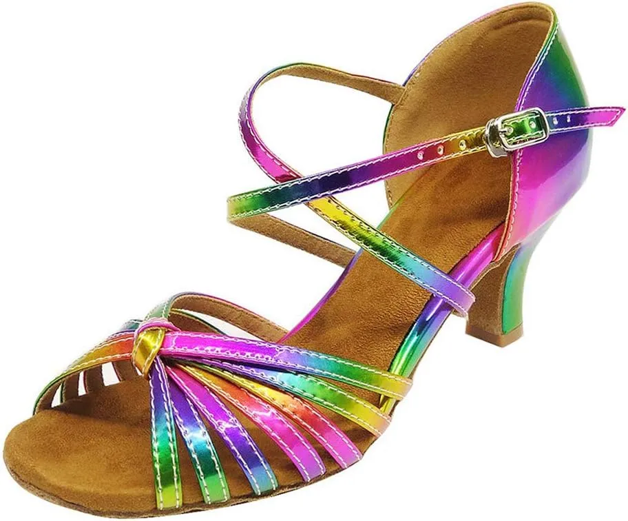 DKZSYIM Women's Satin Latin Dance Shoes Ballroom Suede Sole Wedding Performance Dance Shoe,Model YC-D4