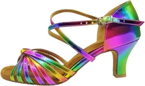 DKZSYIM Women's Satin Latin Dance Shoes Ballroom Suede Sole Wedding Performance Dance Shoe,Model YC-D4