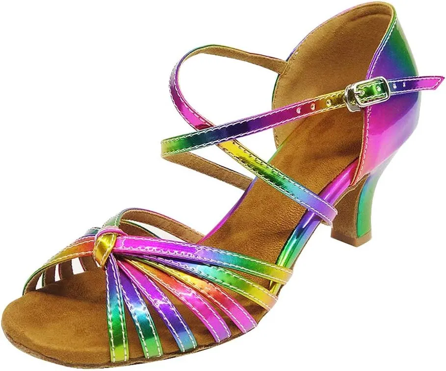 DKZSYIM Women's Satin Latin Dance Shoes Ballroom Suede Sole Wedding Performance Dance Shoe,Model YC-D4