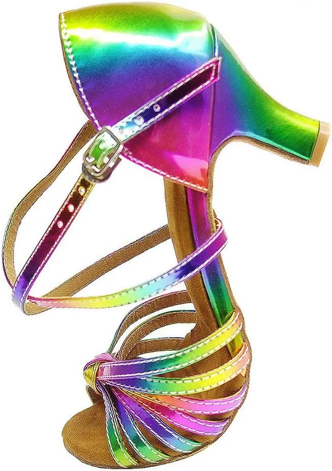 DKZSYIM Women's Satin Latin Dance Shoes Ballroom Suede Sole Wedding Performance Dance Shoe,Model YC-D4