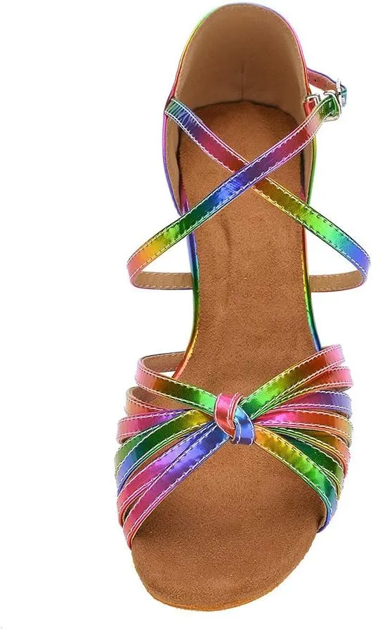 DKZSYIM Women's Satin Latin Dance Shoes Ballroom Suede Sole Wedding Performance Dance Shoe,Model YC-D4
