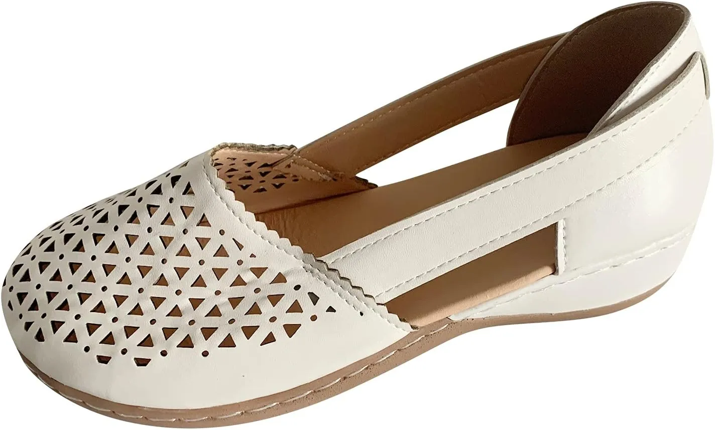 Eduavar Closed Toe Sandals Women, Womens Sandals Comfortable Low Wedge Sandals Casual Breathable Hollow Out Closed Toe Sandal