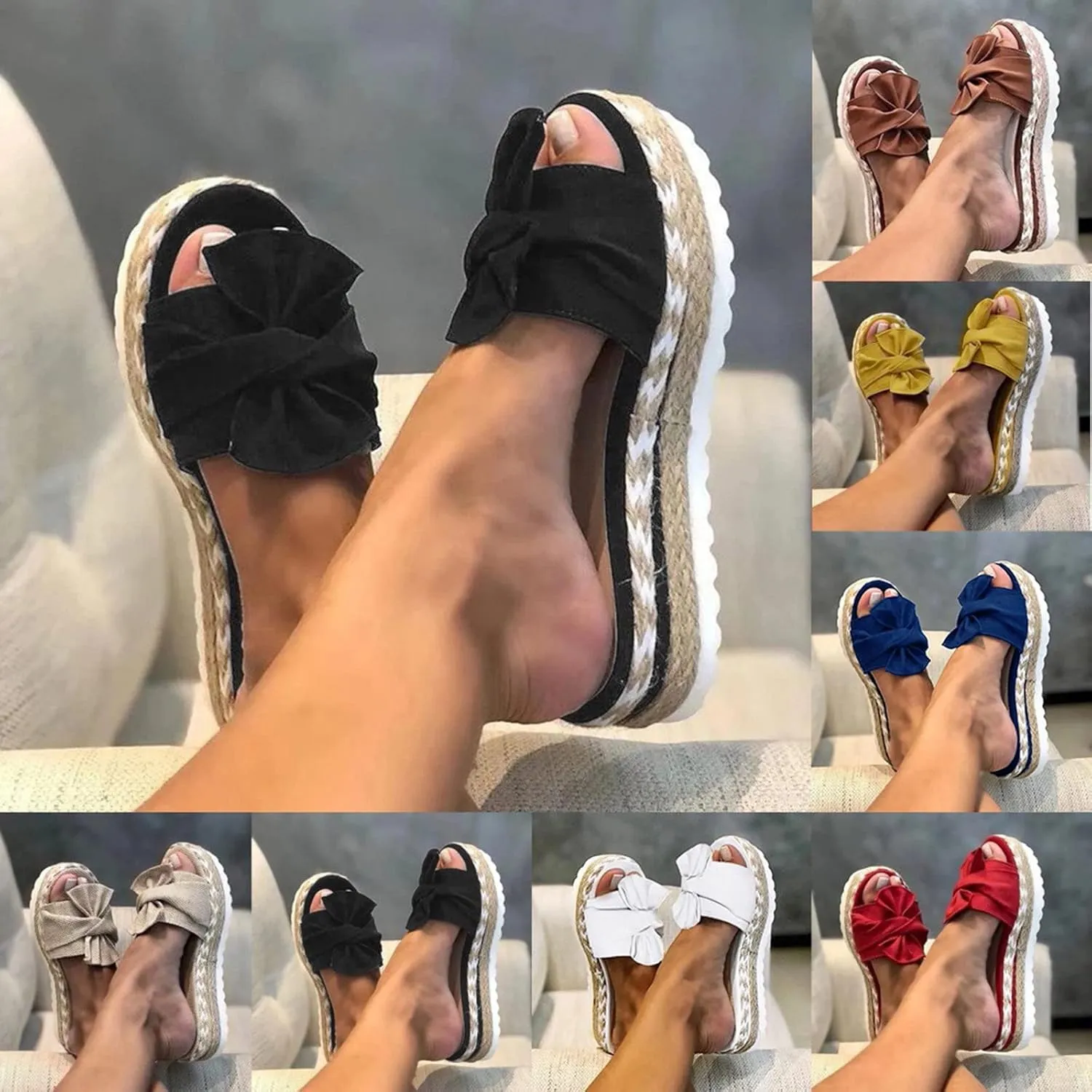 Eduavar Espadrille Sandals for Women, Comfortable Sandals for Women Platform Sandals Summer Travel Beach Sandals Slippers