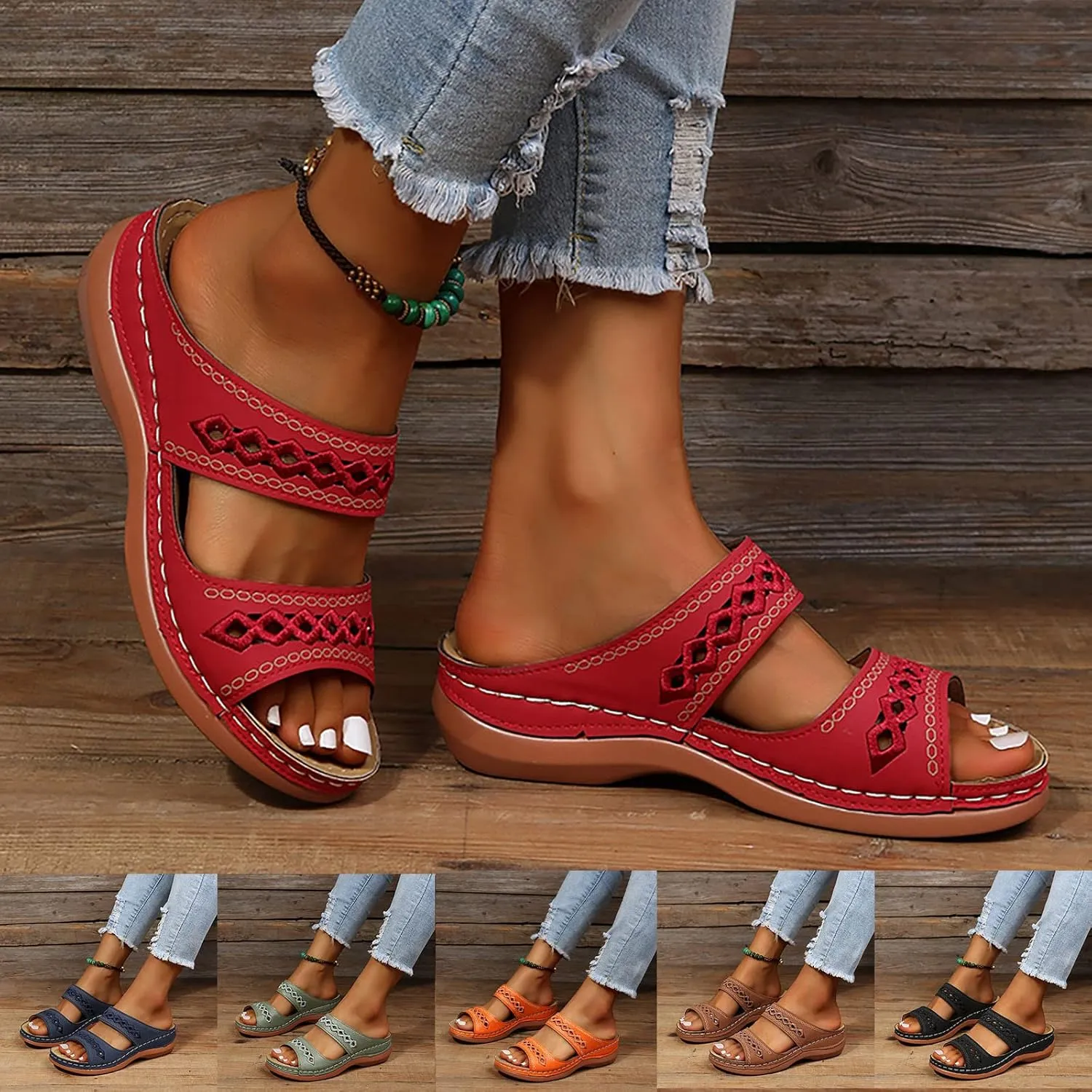 Eduavar Walking Sandals Women Comfort, Womens Sandals Comfortable Slip On Sandals Open Toe Slip On Walking Sandals Shoes