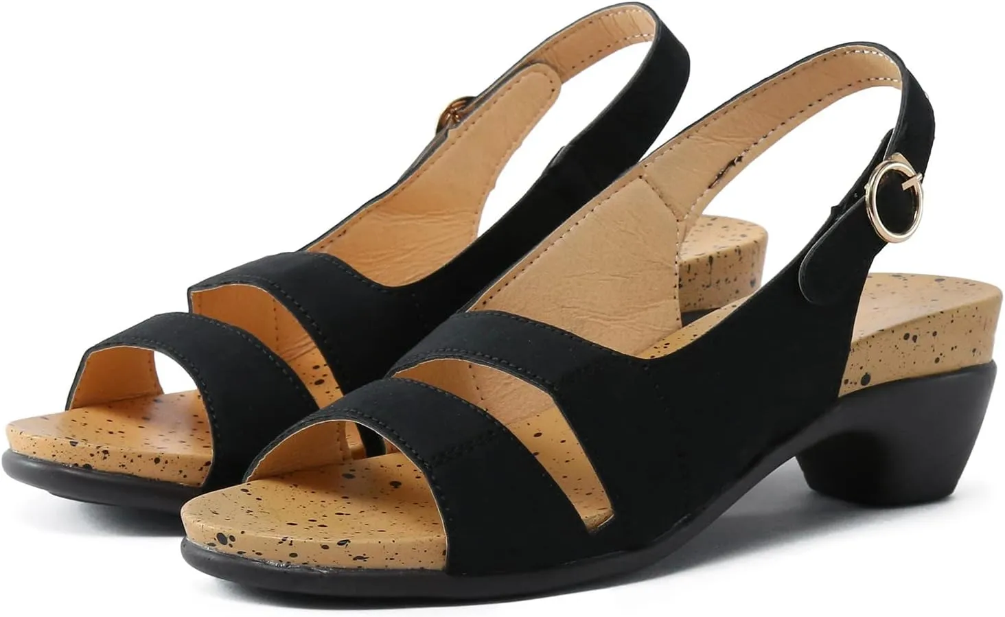 Eduavar Womens Sandals Comfortable, Sandals Women Orthopedic Sandals Dressy Open Toe Low Heel Sandals with Ankle Strap
