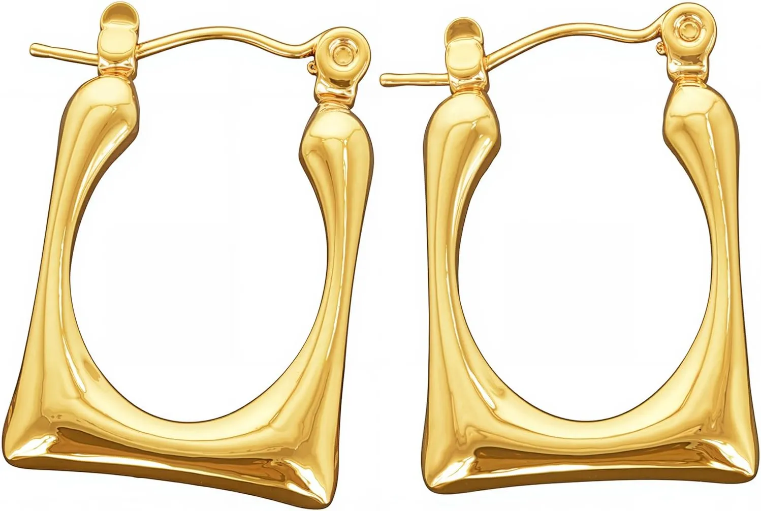ELARALCE 14K Gold Plated Fluid Square Hoop Earrings for Women - Lightweight Hypoallergenic Geometric Modern Gold Jewelry Gifts