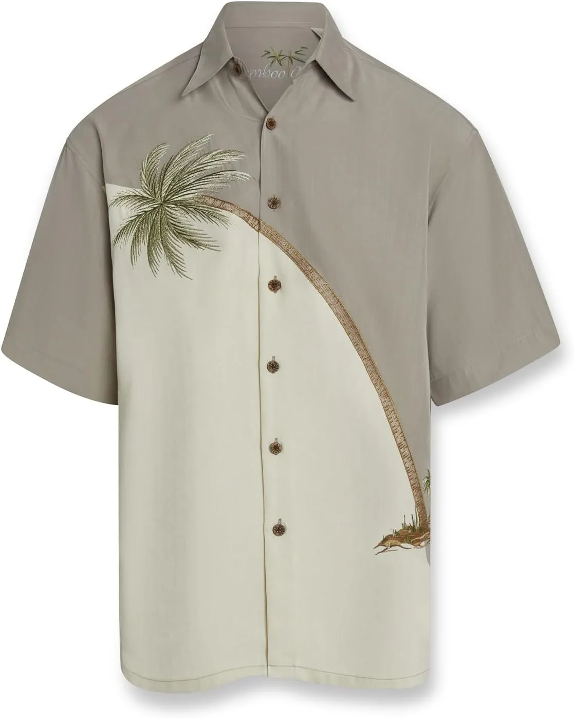 Embroidered Men's Hurricane Palm Tropical Style Short Sleeve Button Down Camp Shirt