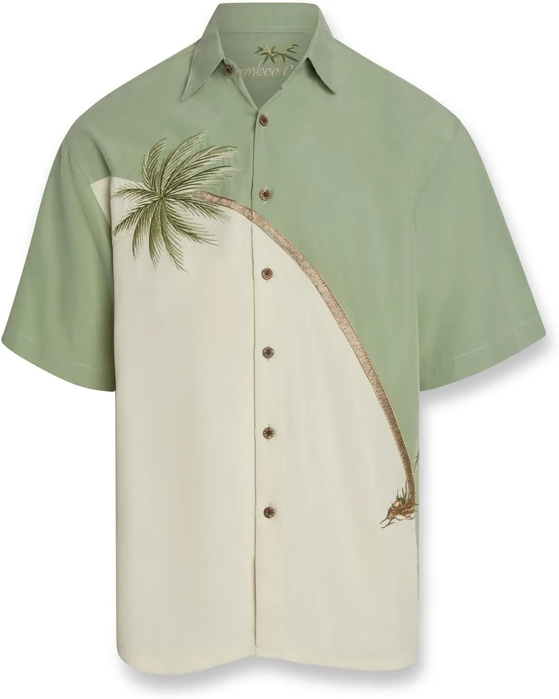 Embroidered Men's Hurricane Palm Tropical Style Short Sleeve Button Down Camp Shirt