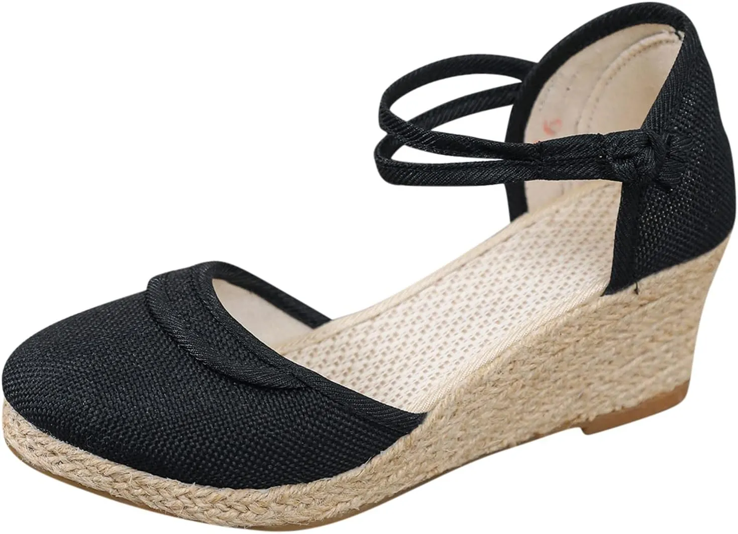 Espadrilles Wedge Sandals for Women,Closed Pointed Toe Orthopedic Backless Platform Sandal Ladies Arch Support Comfy Strappy Shoes Cushion Footbed Casual Shoe for Outdoor Indoor