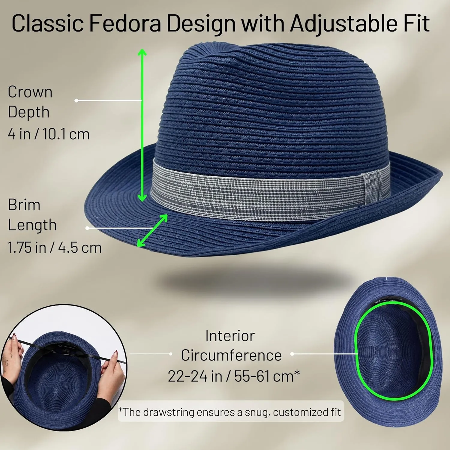 Funky Junque Straw Fedora Hat Beach Summer Short Brim Packable Sun Trilby Unisex UPF 50 