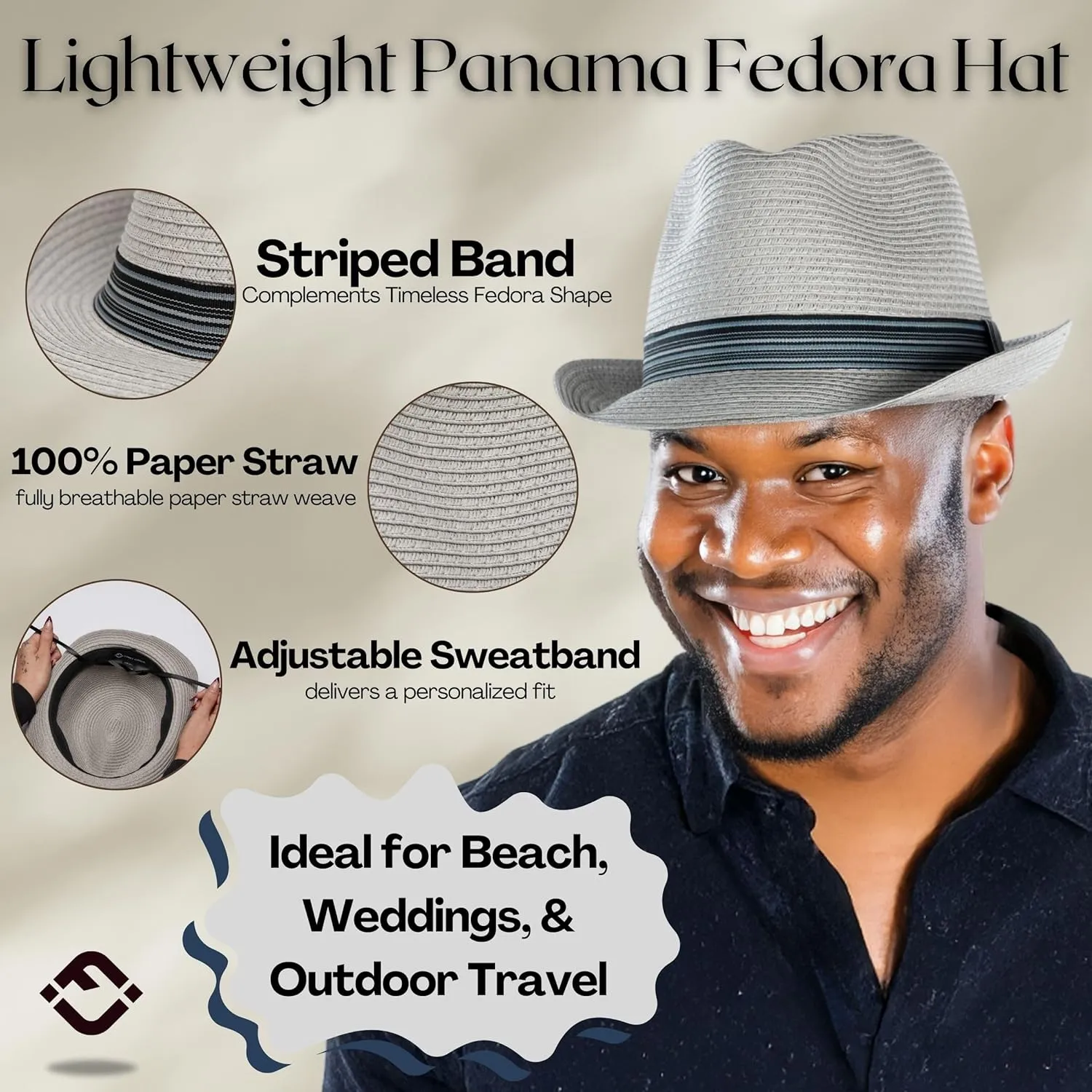 Funky Junque Straw Fedora Hat Beach Summer Short Brim Packable Sun Trilby Unisex UPF 50 