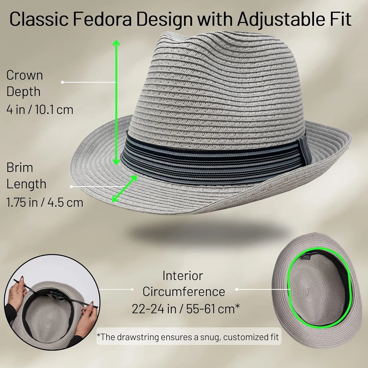 Funky Junque Straw Fedora Hat Beach Summer Short Brim Packable Sun Trilby Unisex UPF 50 