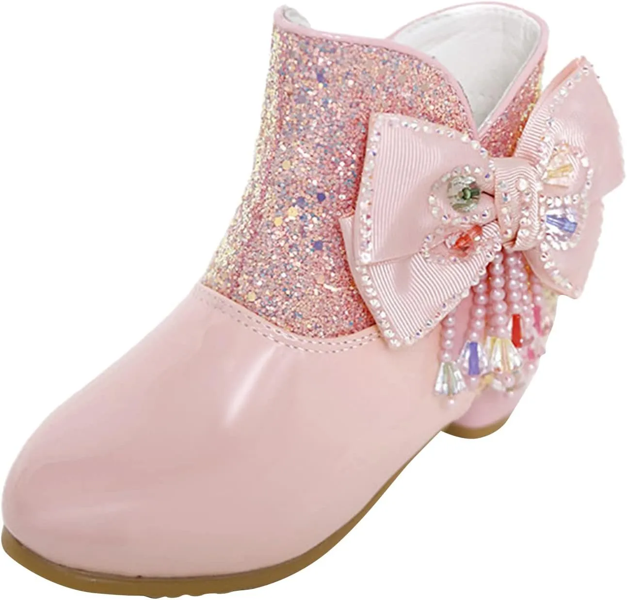 Girls Short Boots Ankle Boots Low Chunky Stacked Heel Boot Ankle Anti-Slip Boots Winter Cowgirl Boots