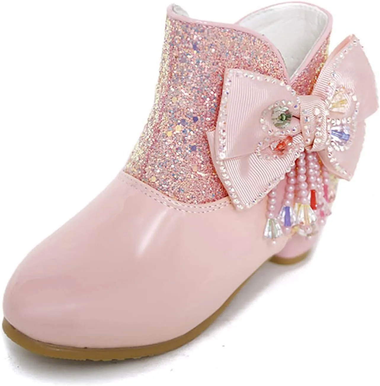 Girls Short Boots Ankle Boots Low Chunky Stacked Heel Boot Ankle Anti-Slip Boots Winter Cowgirl Boots