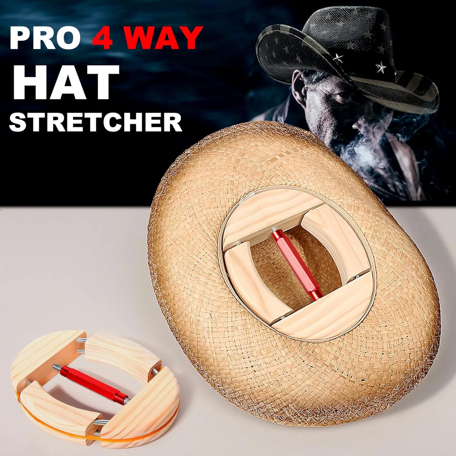 Hat Stretcher 4 Way, Hat Stretcher for Fitted Hats Size 6 7/8 to 8 1/2, Hat Jack Stretcher, Heavy Duty of Hat Extender