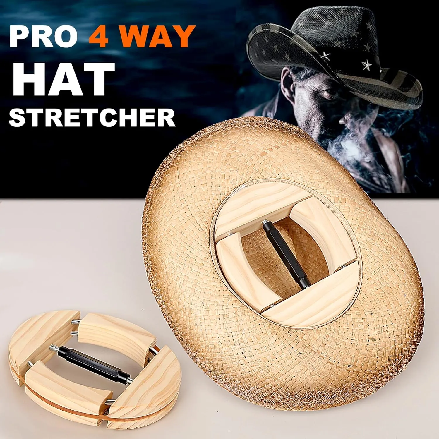 Hat Stretcher 4 Way, Hat Stretcher for Fitted Hats Size 6 7/8 to 8 1/2, Hat Jack Stretcher, Heavy Duty of Hat Extender