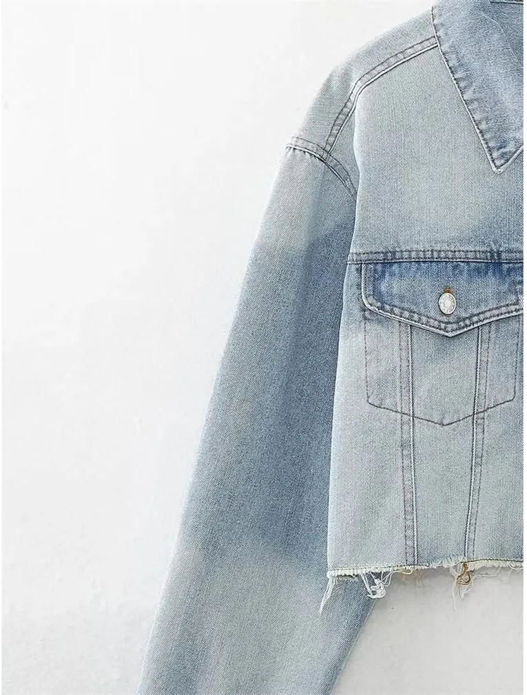 Hdhdeueh Denim Jackets For Womens Coats Single Breasted Pockets Turn-Down Collar Long Sleeve Jean Jacket