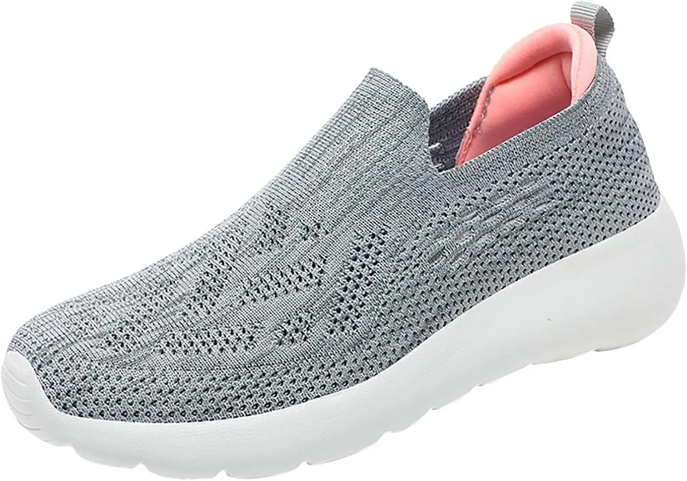 High Heel Sneakers for Women - Breathable Slip-On Wedge Shoes with Foam Cushioning (7.5 UK Gray)