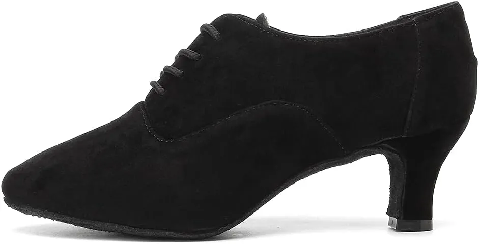 HIPPOSEUS Women Closed Toe Latin Dance Shoes Lace up Ballroom Salsa Tango Dance Practice Shoes Low Heel,Model 305