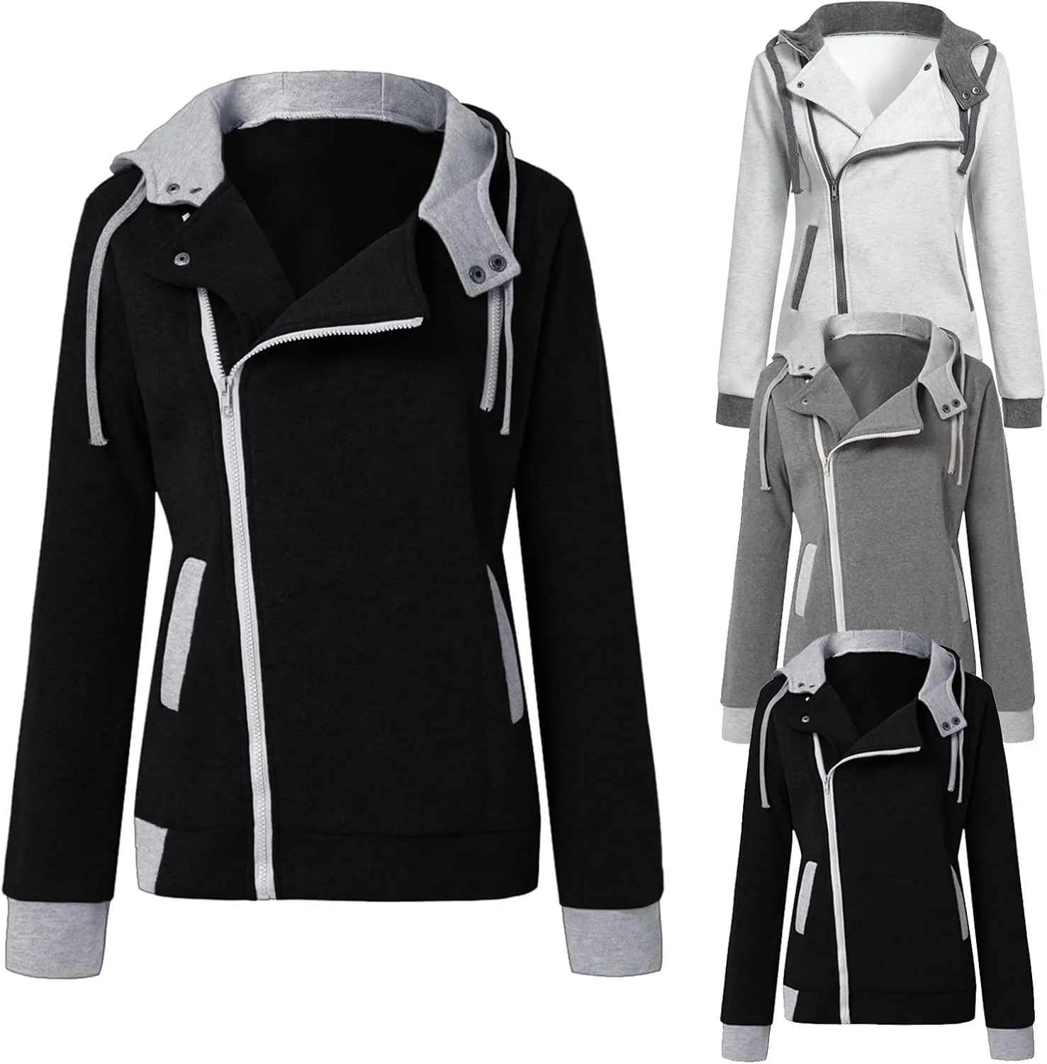 hlysgo Zip Up Hoodies for Women Fall Fashion Fleece Hooded Sweatshirts Jackets Short Hoodie Outwear with Pockets