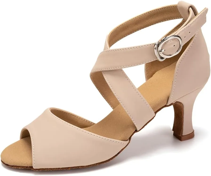 HROYL Women Latin Ballroom Dance Shoes Salsa Tango Low Heel Performence Dancing Shoes,FT095