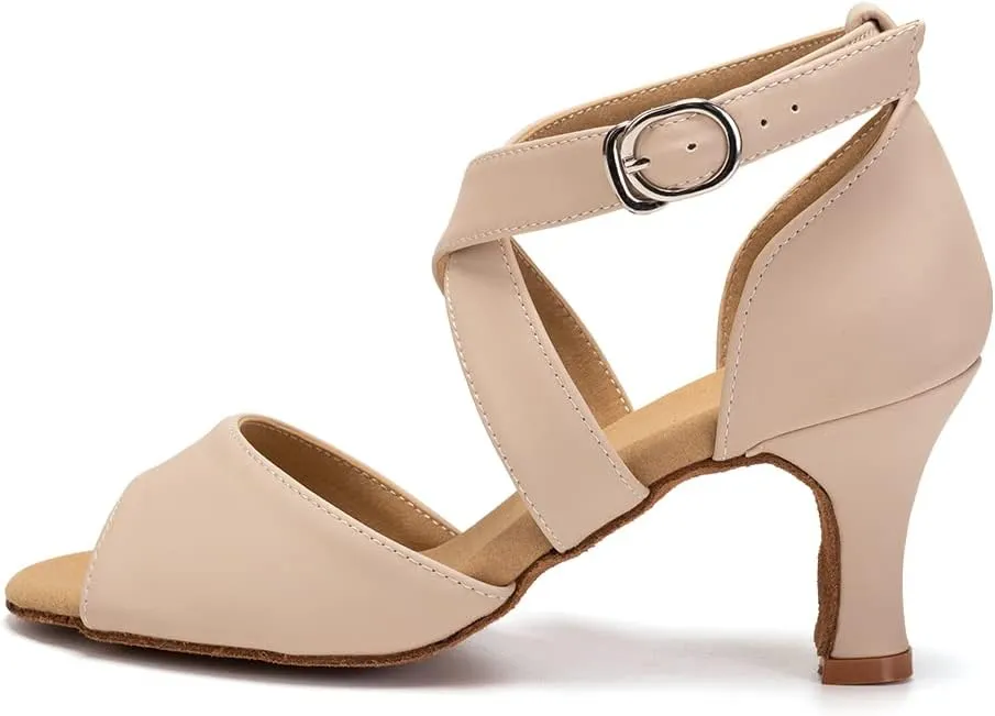 HROYL Women Latin Ballroom Dance Shoes Salsa Tango Low Heel Performence Dancing Shoes,FT095