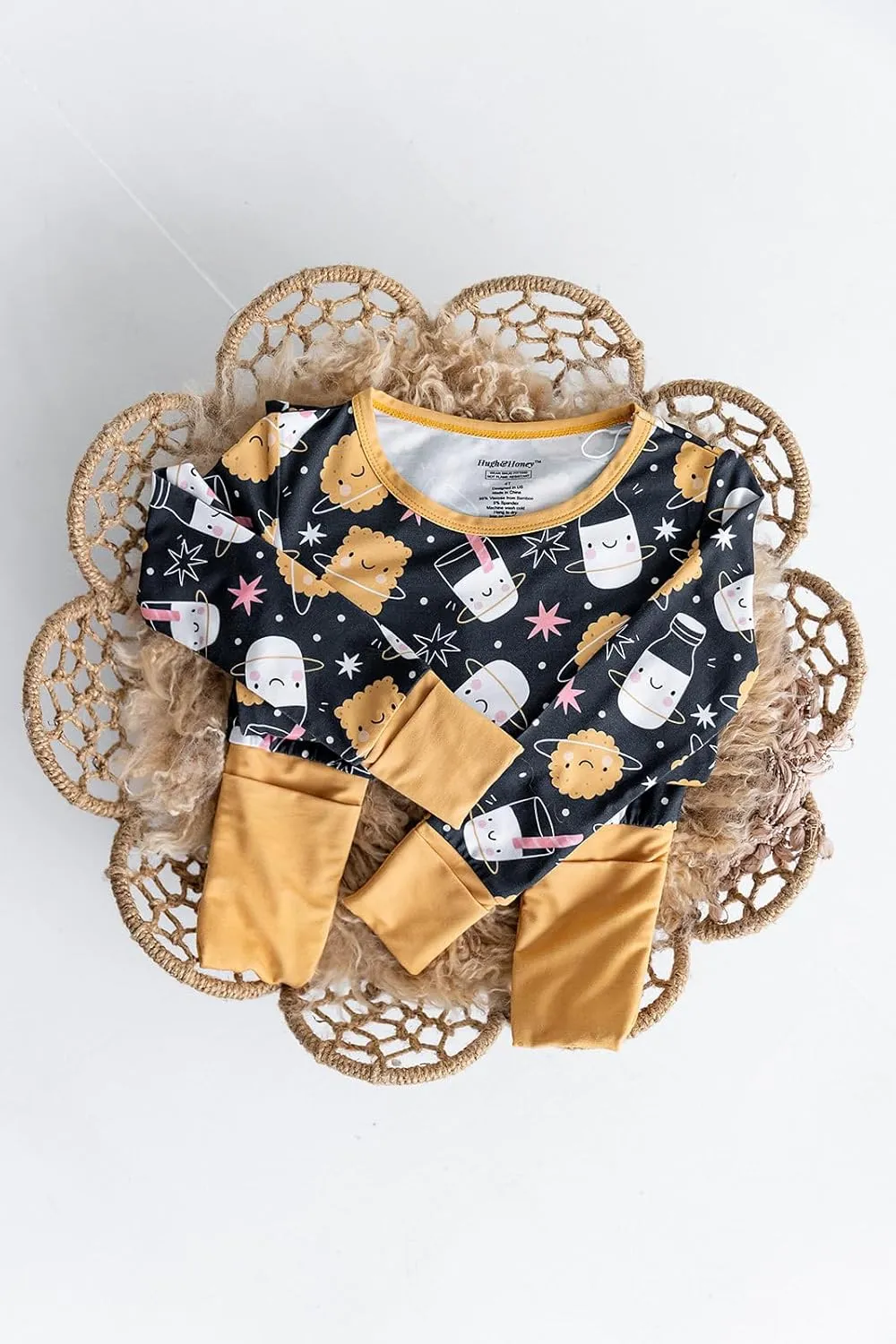 HUGH & HONEY SnugFlex Romper, Bamboo Viscose, Baby and Toddler Pajamas, No Zip with Convertible Hands and Feet Coverage
