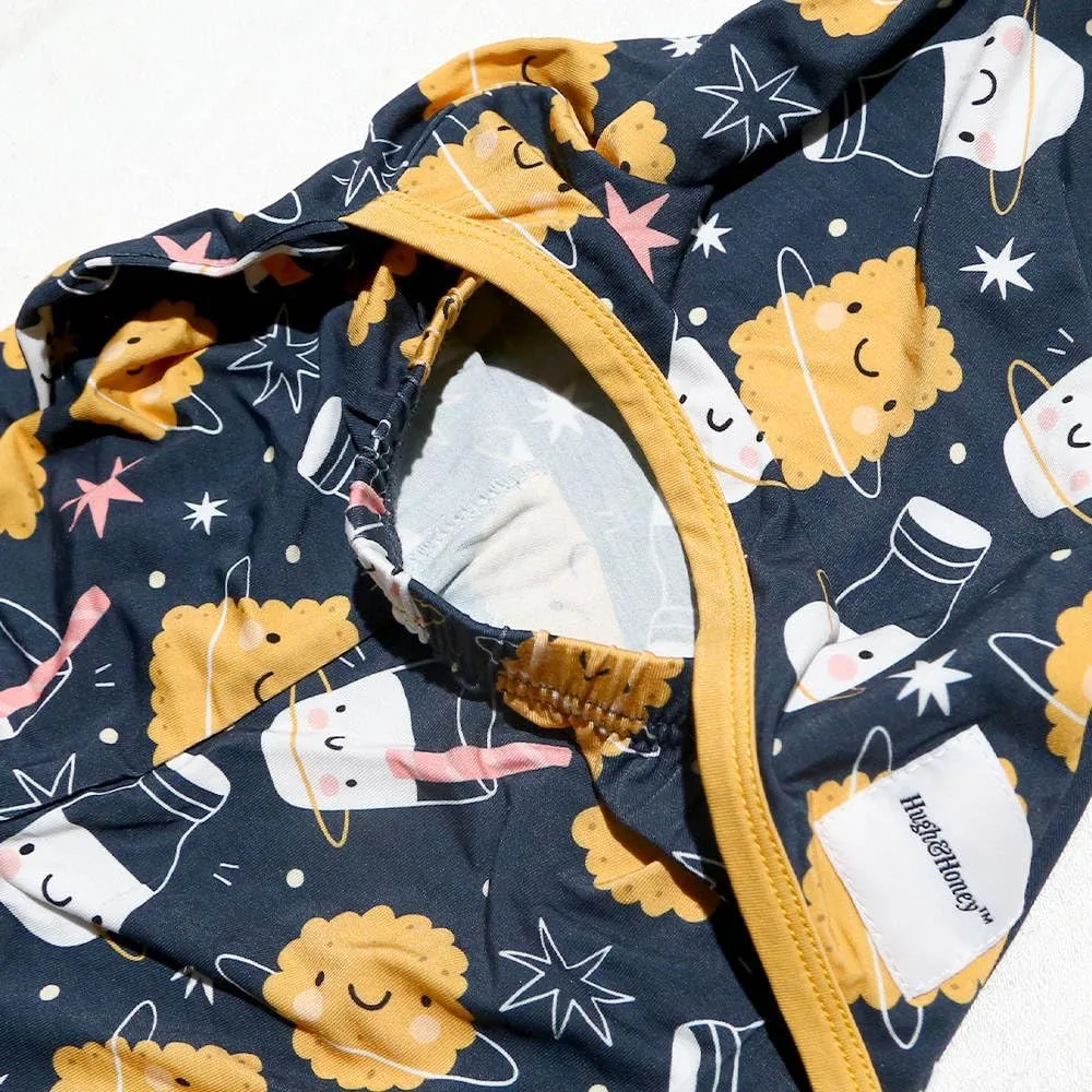 HUGH & HONEY SnugFlex Romper, Bamboo Viscose, Baby and Toddler Pajamas, No Zip with Convertible Hands and Feet Coverage