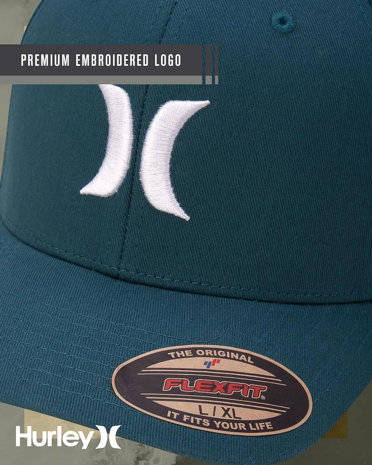 Hurley Mens Baseball Cap - Flexfit Fitted Baseball Caps for Men (Sizes: S-XL)