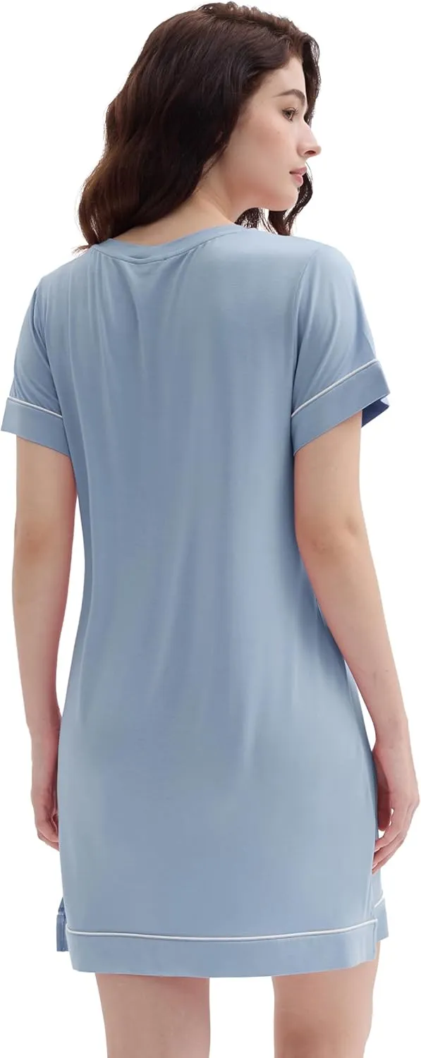 Joyaria Cooling Night/Sleep Shirt Bamboo Viscose Women Short Nightgown Sleepwear S-XXL