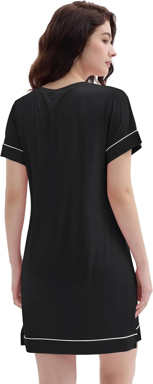 Joyaria Cooling Night/Sleep Shirt Bamboo Viscose Women Short Nightgown Sleepwear S-XXL