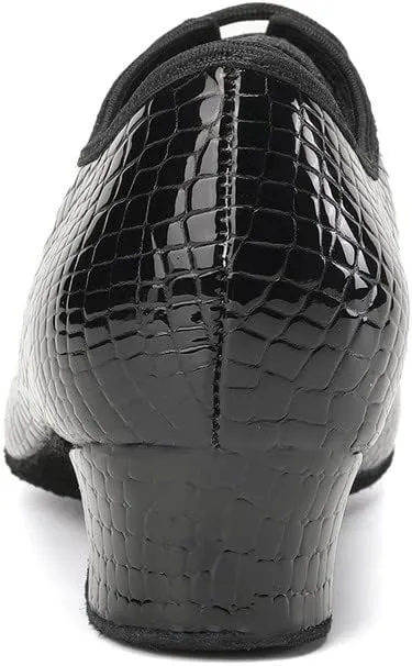 JUODVMP Women Ballroom Dance Shoes Leather Lace-up Latin Modern Salsa Dance Practice Teaching Performance Model STW