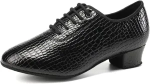 JUODVMP Women Ballroom Dance Shoes Leather Lace-up Latin Modern Salsa Dance Practice Teaching Performance Model STW