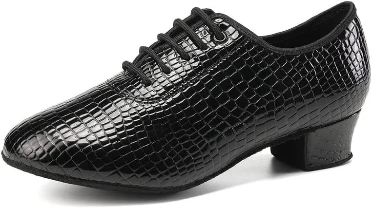 JUODVMP Women Ballroom Dance Shoes Leather Lace-up Latin Modern Salsa Dance Practice Teaching Performance Model STW
