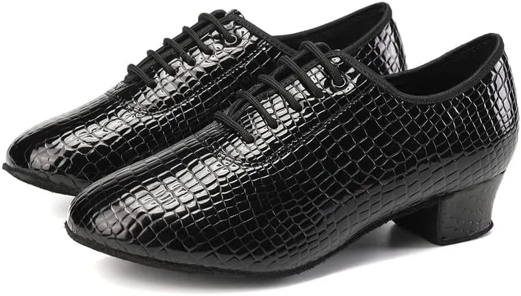 JUODVMP Women Ballroom Dance Shoes Leather Lace-up Latin Modern Salsa Dance Practice Teaching Performance Model STW