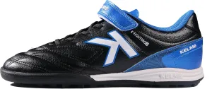 KELME Laceless Soccer Cleats Youth and Kids  Futsal or Turf Soccer Shoes for Boys/Girls  Indoor or Outdoor Velcro Football Boots (Black/Blue, 3)