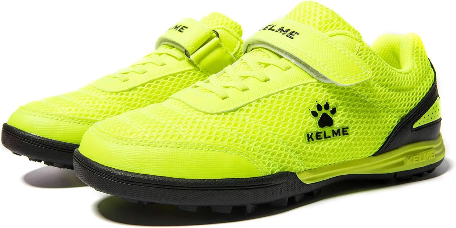 KELME Laceless Soccer Cleats Youth and Kids  Futsal or Turf Soccer Shoes for Boys/Girls  Indoor or Outdoor Velcro Football Boots