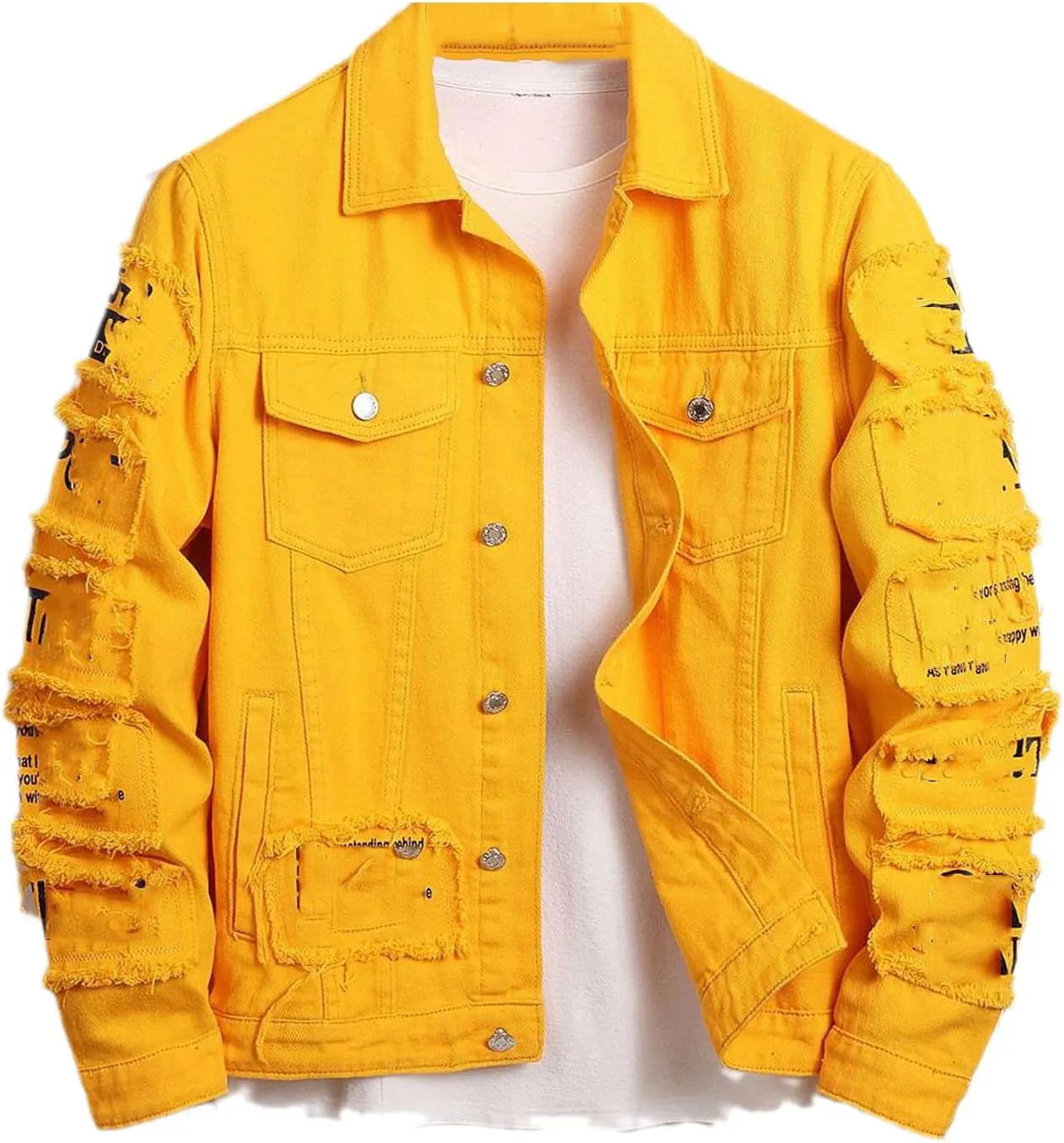 Kelsiop Denim Jacket Windbreaker Cotton Trucker Jacket Men's Denim Cut Lined Hiking Fashion Outerwear
