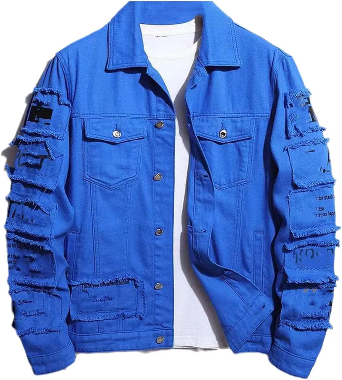 Kelsiop Denim Jacket Windbreaker Cotton Trucker Jacket Men's Denim Cut Lined Hiking Fashion Outerwear