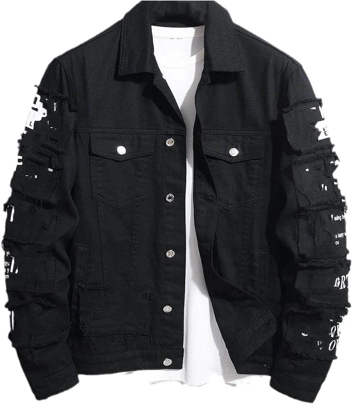 Kelsiop Denim Jacket Windbreaker Cotton Trucker Jacket Men's Denim Cut Lined Hiking Fashion Outerwear