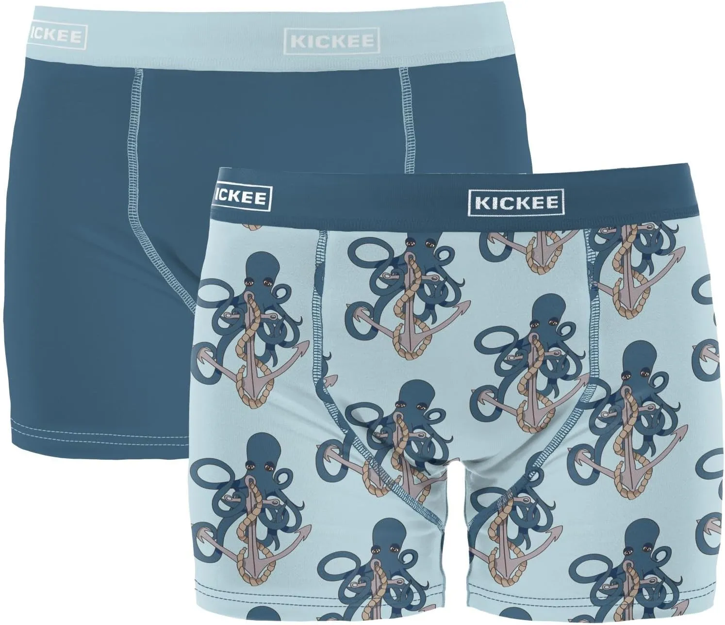 KICKEE Mens Print Boxer Brief Underwear Set of 2, Silky Soft Printed Briefs for Men, Lightweight and Breathable