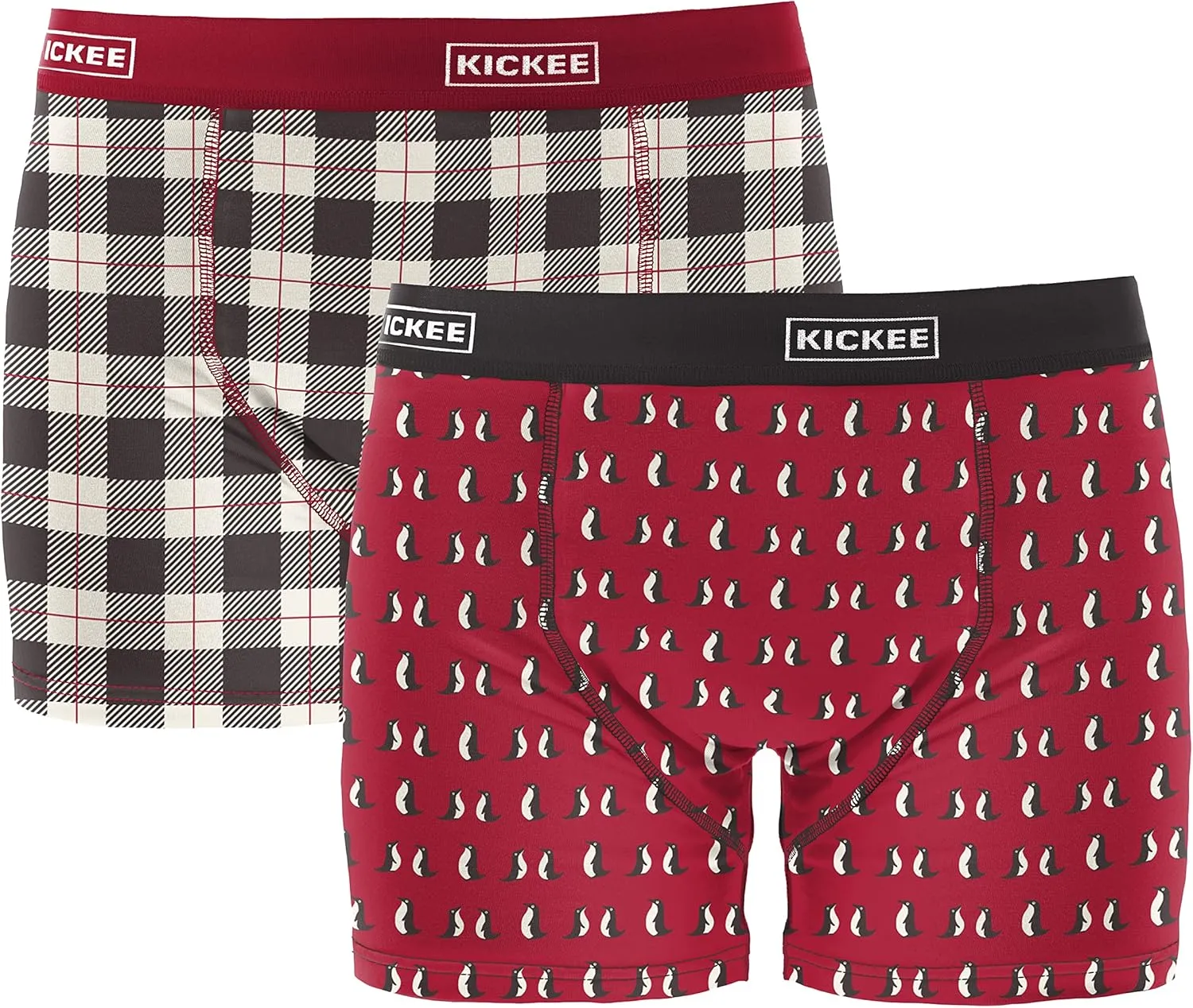 KICKEE Mens Print Boxer Brief Underwear Set of 2, Silky Soft Printed Briefs for Men, Lightweight and Breathable