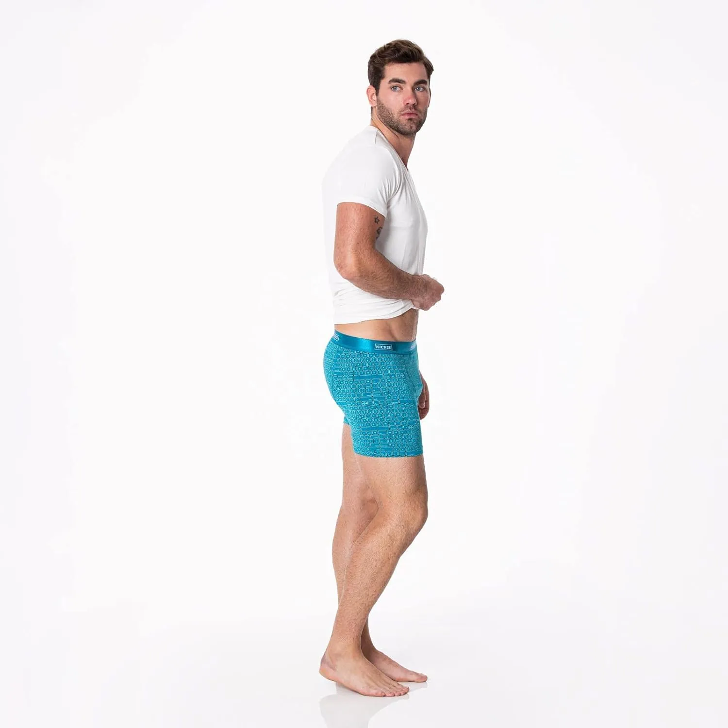 KICKEE Mens Print Boxer Brief Underwear, Silky Soft Printed Briefs for Men