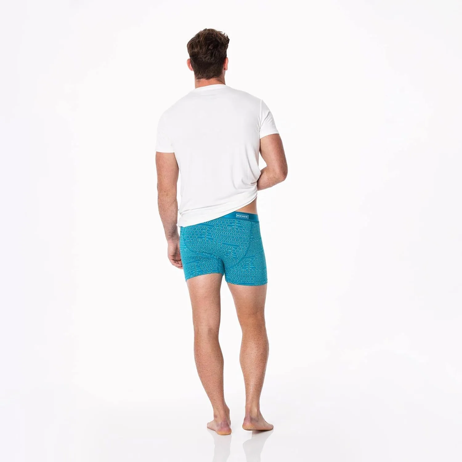 KICKEE Mens Print Boxer Brief Underwear, Silky Soft Printed Briefs for Men