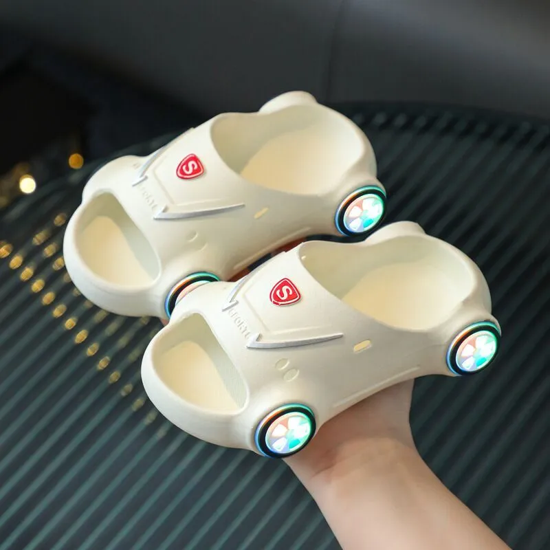 Kids Glowing Slippers Cartoon Car Sandals