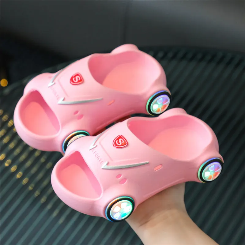 Kids Glowing Slippers Cartoon Car Sandals