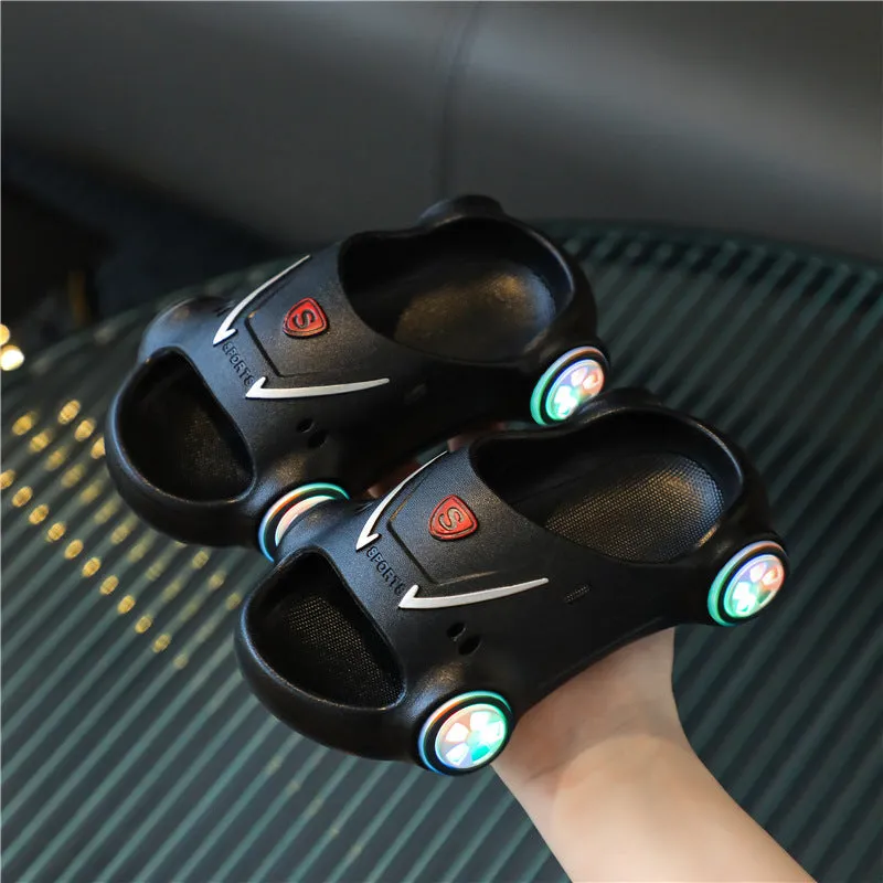 Kids Glowing Slippers Cartoon Car Sandals