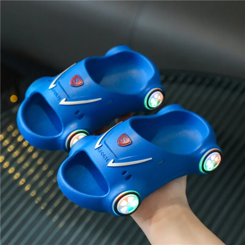 Kids Glowing Slippers Cartoon Car Sandals
