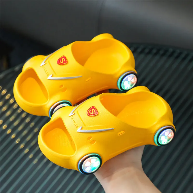 Kids Glowing Slippers Cartoon Car Sandals