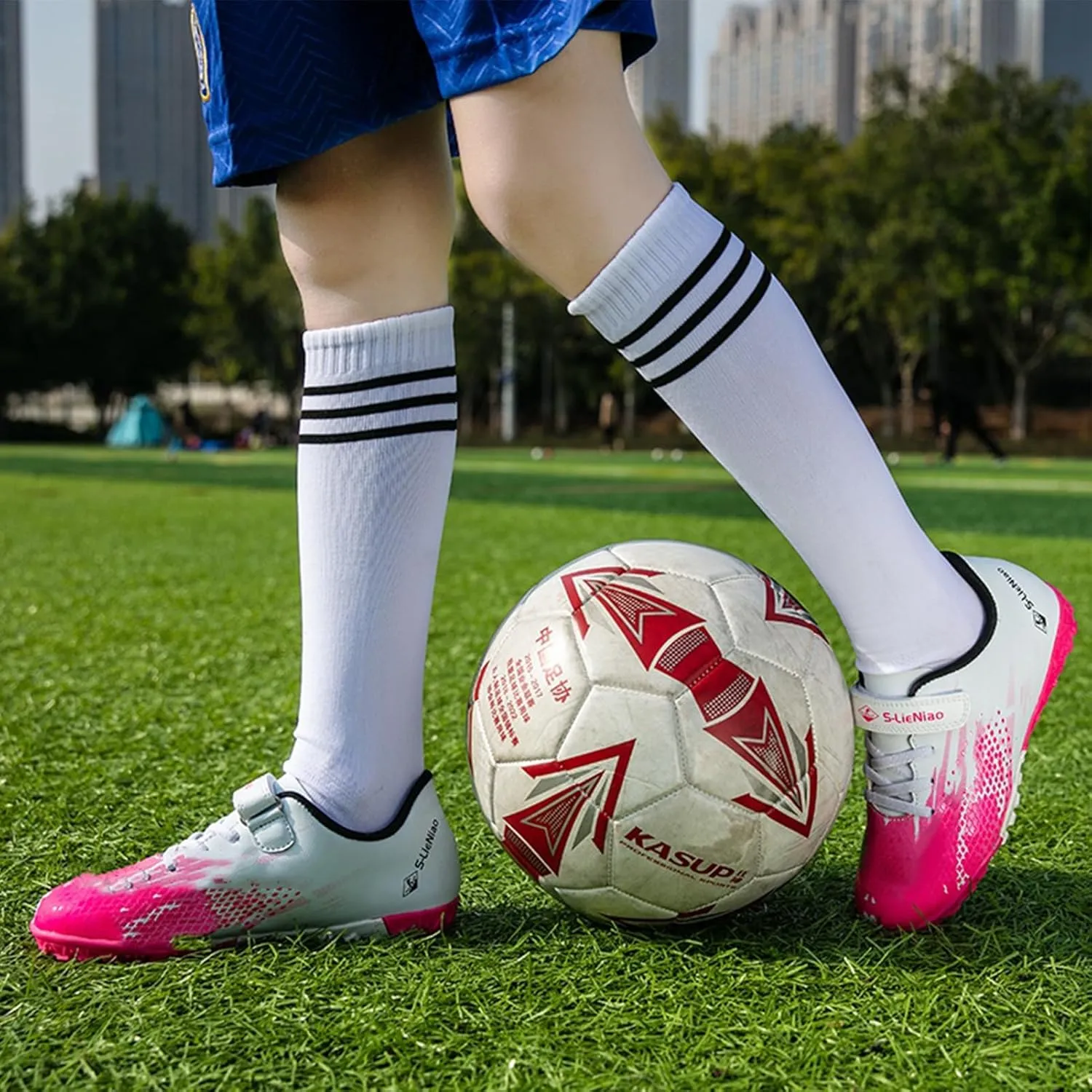 Kids Turf Soccer Shoes Boys Girls Youth Indoor Outdoor Soccer Cleats Football Shoes (Toddler/Little Kid/Big Kid)
